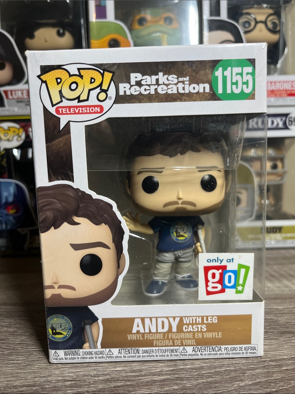 Funko Pop! Parks and Recreation Andy Figure — Blue, White, Green